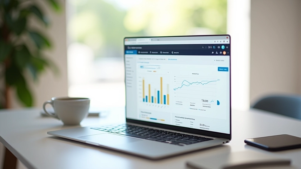 Écran d'ordinateur montrant un tableau de bord d'analyse de blog avec graphiques de croissance et statistiques de lecteurs