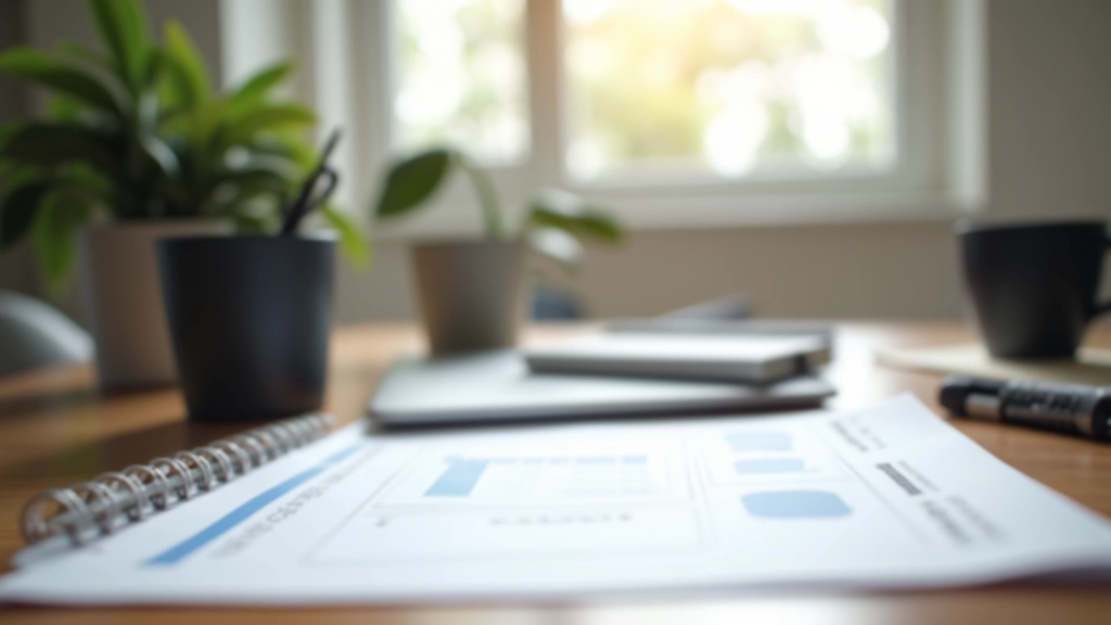 Espace de travail professionnel avec ordinateur portable et documents financiers